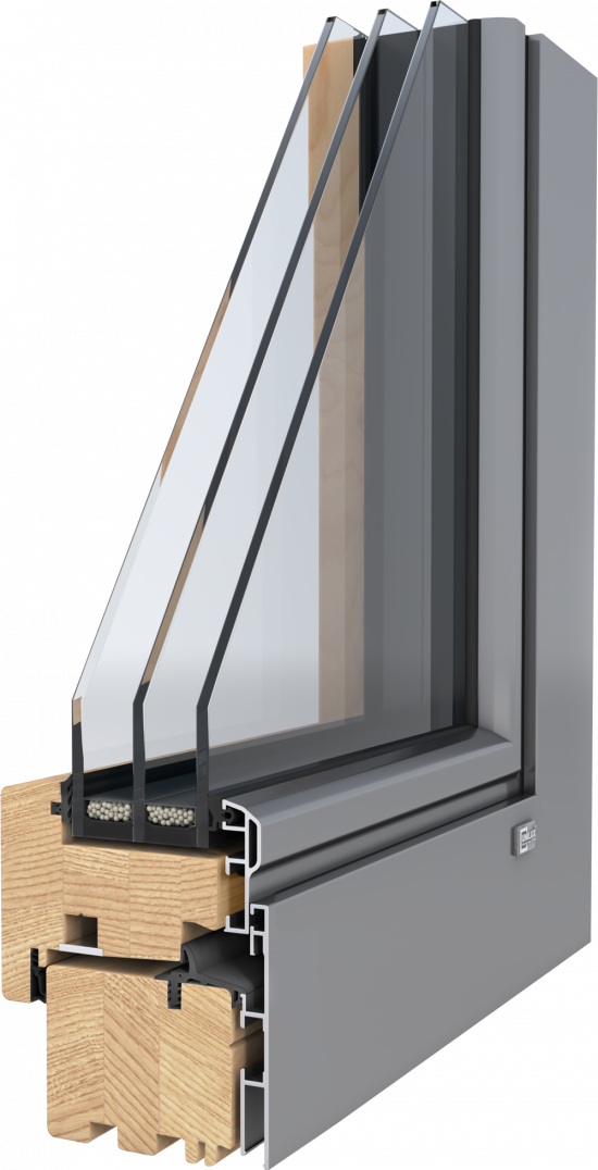 3D-Querschnitt Holz-Alu-Fensterprofil DesignLine08