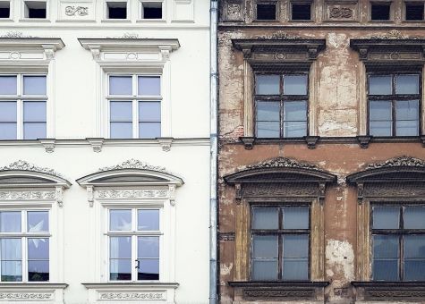 Altbau-Fassade Vergleich alt neu
