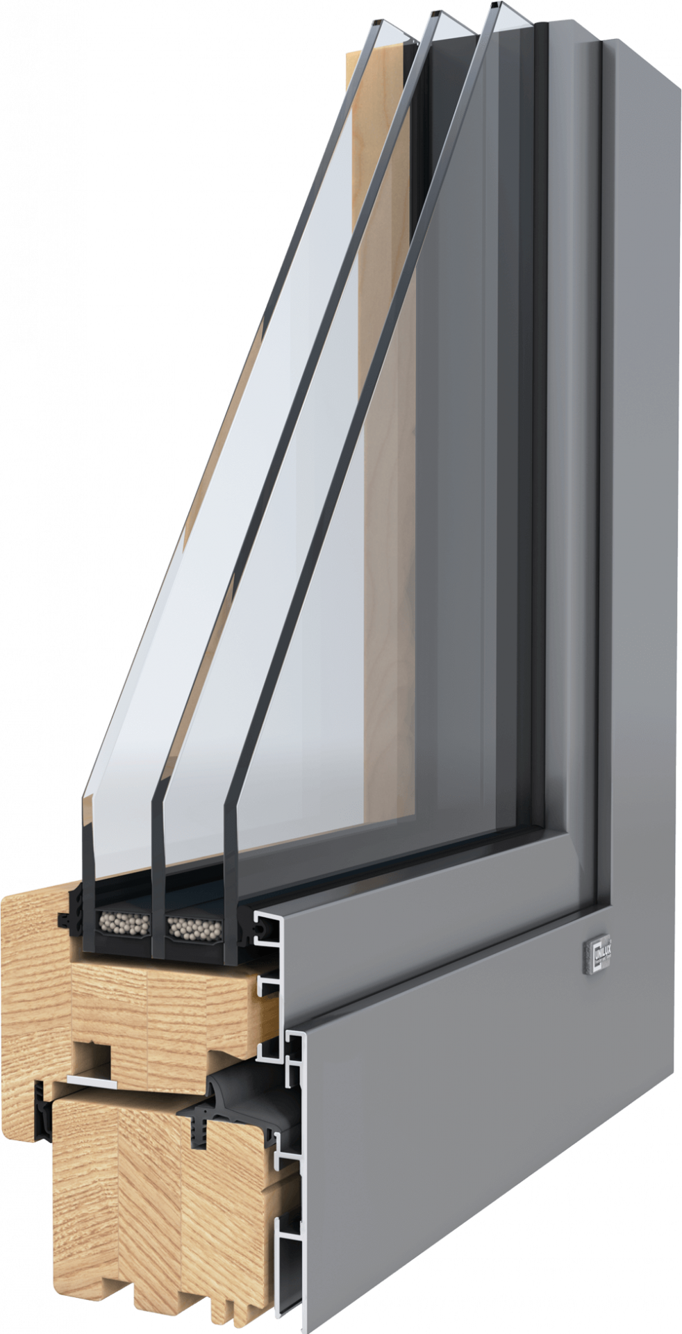 3D-Querschnitt Holz-Alu-Fensterprofil ModernLine08